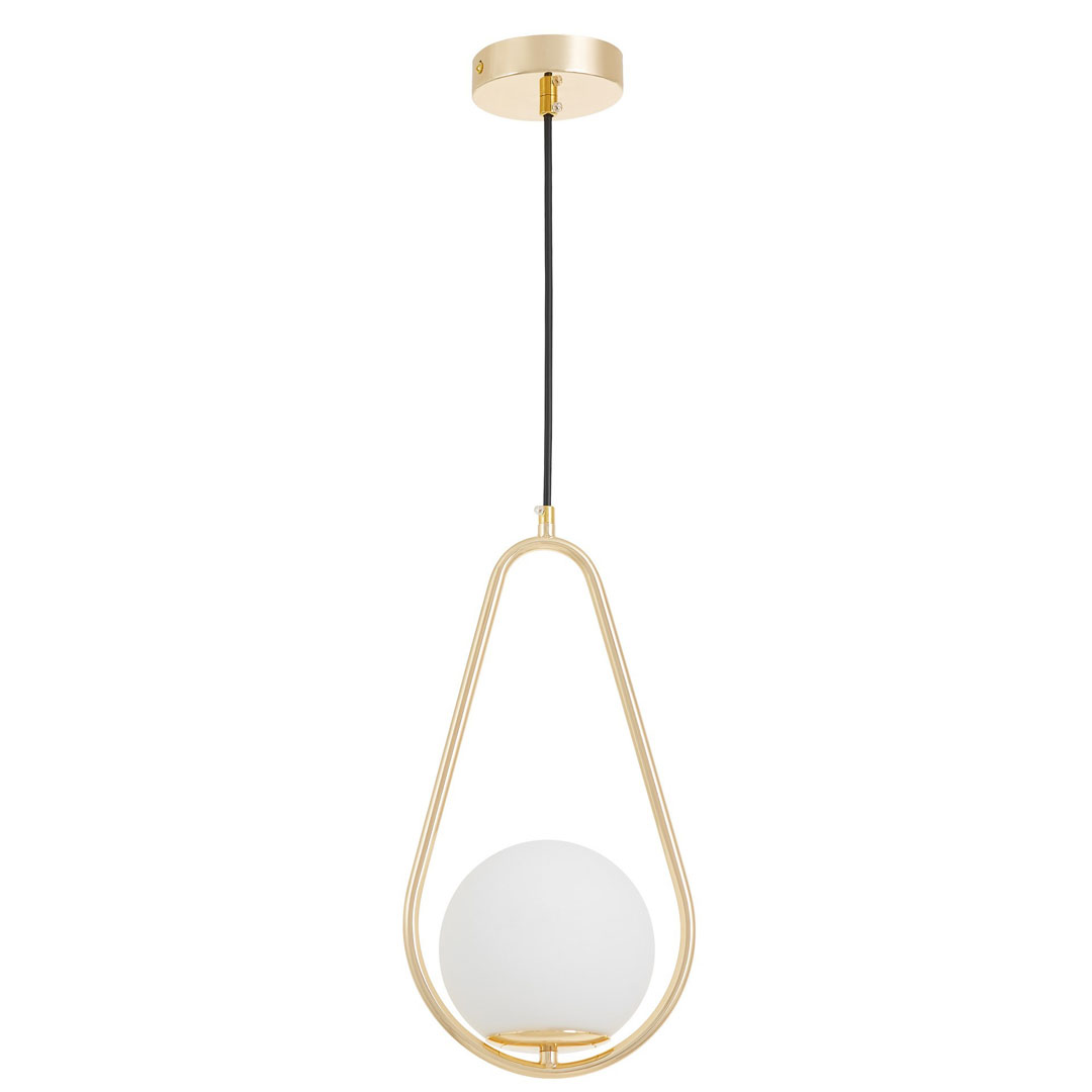 Zlatá moderní závěsná lampa s kulatým stínidlem, kovový rám, francouzské zlato - VERO 1C - Lampit obrázek 3