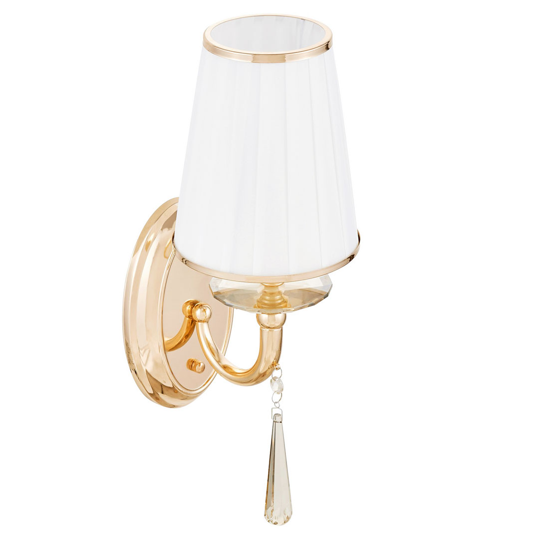 Zlaté nástěnné svítidlo s jedním světelným zdrojem FABIONE, s křišťálovým krystalem, moderní, klasická lampa - Lumina Deco obrázek 2