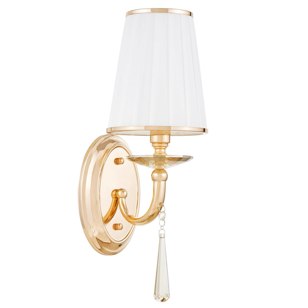 Zlaté nástěnné svítidlo s jedním světelným zdrojem FABIONE, s křišťálovým krystalem, moderní, klasická lampa - Lumina Deco obrázek 1